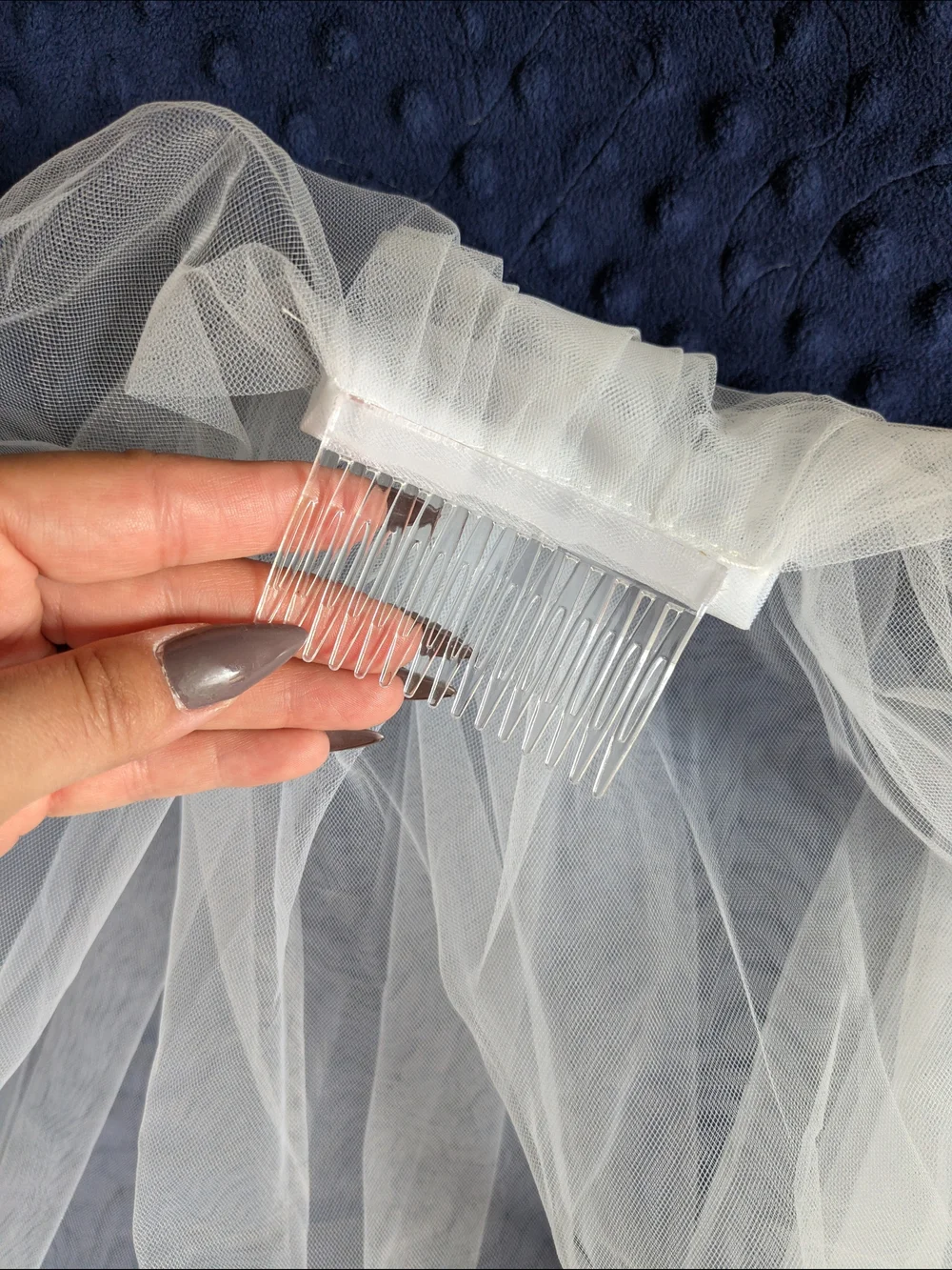 Bridal Veil with Satin Edge - White